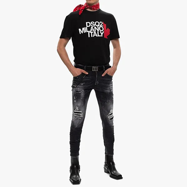 Áo Phông Nam Dsquared2 DSQ2 Milano Italy Tshirt S74GD0730 Màu Đen Size L
