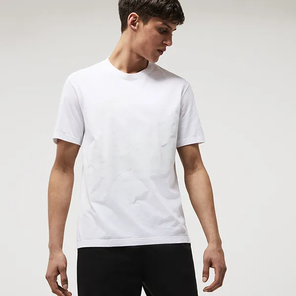 Áo Phông Nam Lacoste Men's Crocodile Print Crew Neck Cotton Lounge T-Shirt TH1292 001 Màu Trắng Size M