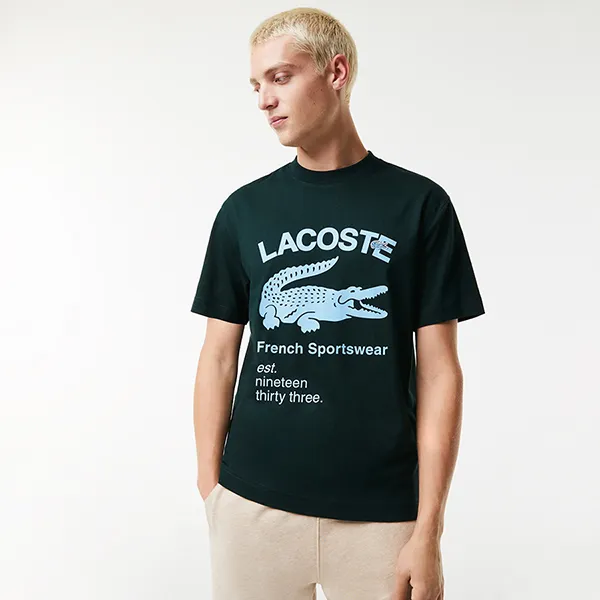 Áo Phông Nam Lacoste Men's Relaxed Fit Crocodile T-Shirt TH0085 YZP Màu Xanh Lá Size 3 - 1