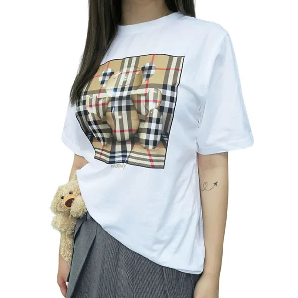 Áo Phông Nữ Burberry White Thomas Bear Printed Tshirt 8077520 Màu Trắng