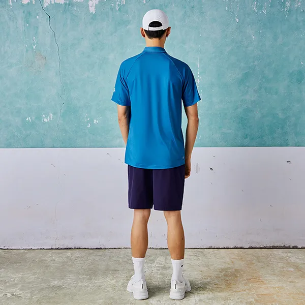 Áo Polo Nam Lacoste Sport Novak Djokovic Print Stretch DH0853 Q6T Màu Xanh Blue Size 4