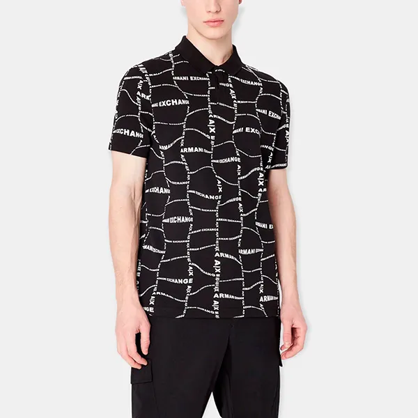Áo Polo Nam Armani Exchange Stretch Cotton Polo Shirt 3RZFAEZJ9ZZ102EC Màu Đen Size XS