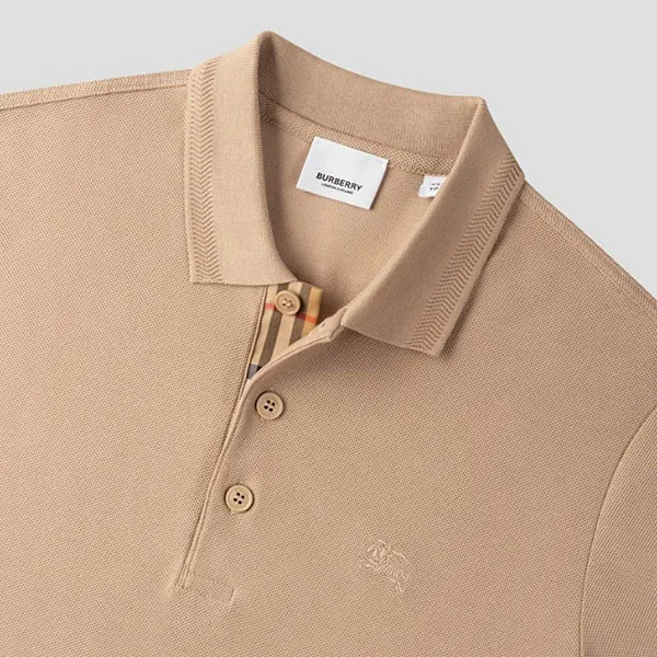 Áo Polo Nam Burberry Beige Eddie With Equestrian Knight Embroidered 8067587 Màu Be Đậm Size S