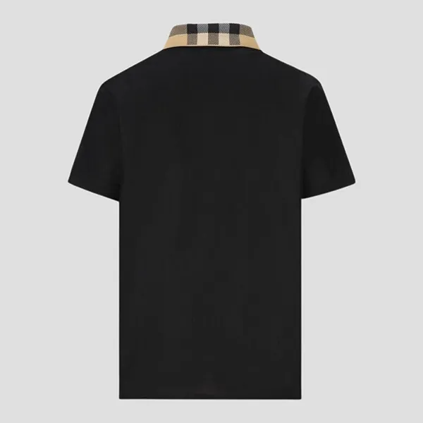 Áo Polo Nam Burberry Black With Collar Check Camel Printed 8071620 Màu Đen Size L