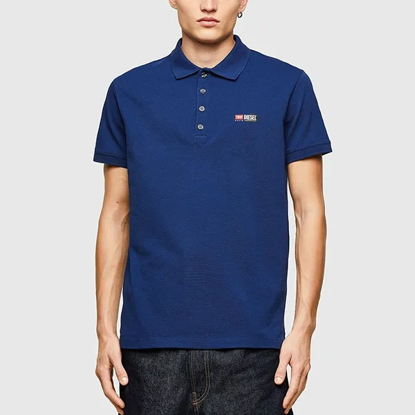 Áo Polo Nam Diesel T-Weet-Split Polo Shirt A00418RBAWH GB05 Màu Xanh Dương Size L - Thời trang - Vua Hàng Hiệu