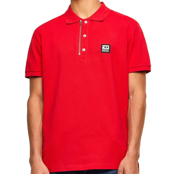 Áo Polo Nam Diesel A0008200MXZ GA04 Zip Detail Polo Shirt Màu Đỏ Size M