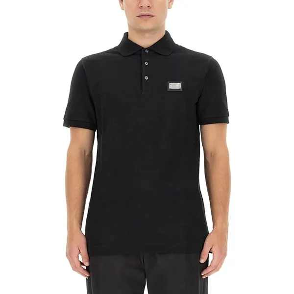 Áo Polo Nam Dolce & Gabbana D&G Logo Plaque G8PL4T Màu Đen Size 46