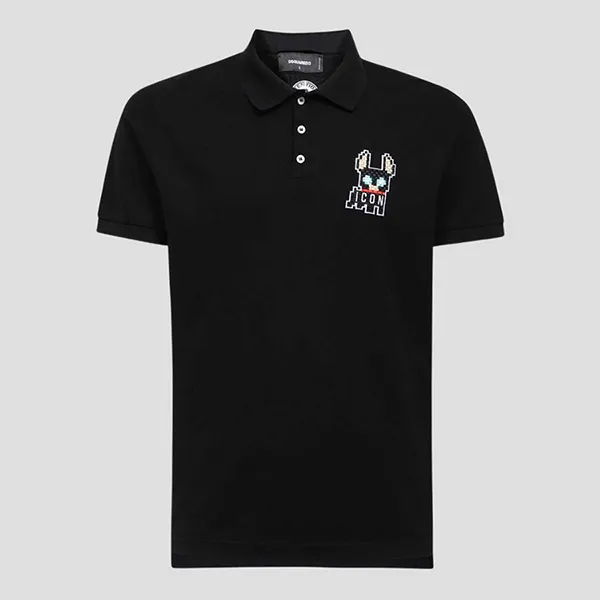 Áo Polo Nam Dsquared2 Black With Logo CIRO Embroidered S79GL0006 S22743 900 Màu Đen - 3