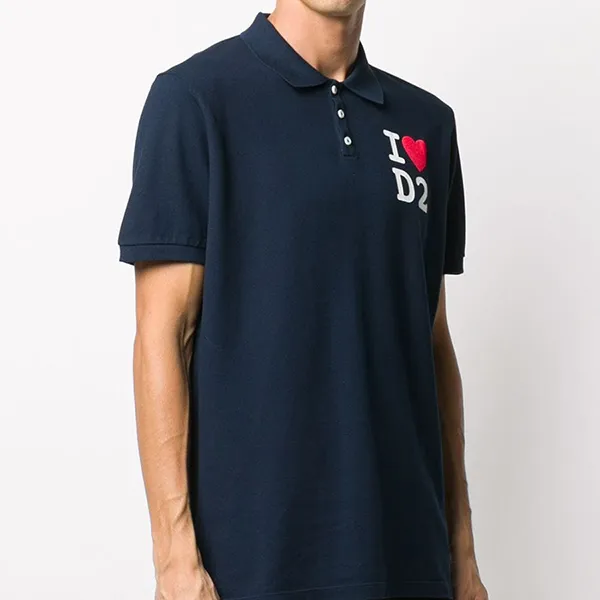 Áo Polo Nam Dsquared2 Cotton Shirt With Logo S74GL0044 Màu Xanh Navy Size M - Thời trang - Vua Hàng Hiệu