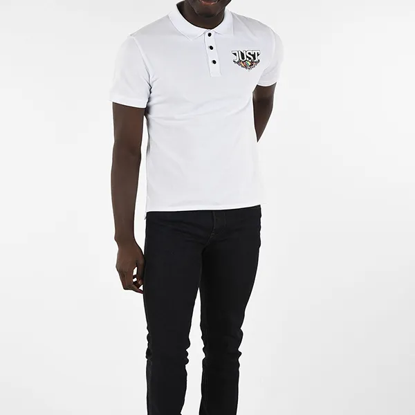 Áo Polo Nam Just Cavalli Printed Polo Shirt S71GL0020 Màu Trắng Size M