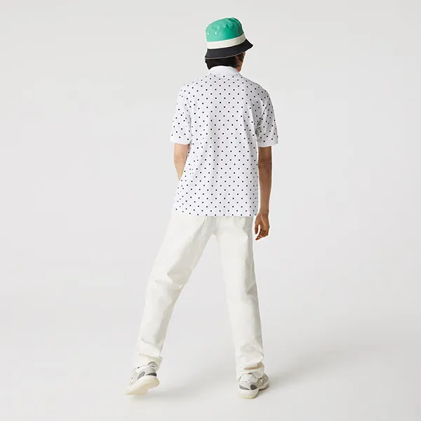 Áo Polo Nam Lacoste Men’s Classic Fit Polka Dot Cotton Piqué Shirt PH2383 00 522 Màu Trắng Chấm Bi Size 5