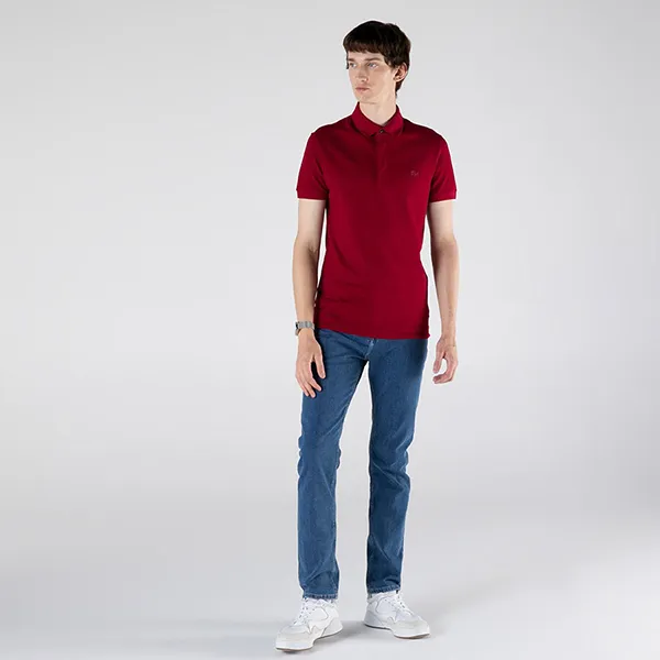 Áo Polo Nam Lacoste Men's Paris Shirt Regular Fit Stretch Cotton Piqué PH5522 00 476 Màu Đỏ Đô Size 2