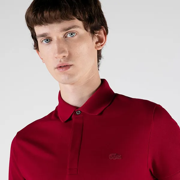 Áo Polo Nam Lacoste Men's Paris Shirt Regular Fit Stretch Cotton Piqué PH5522 00 476 Màu Đỏ Đô Size 2