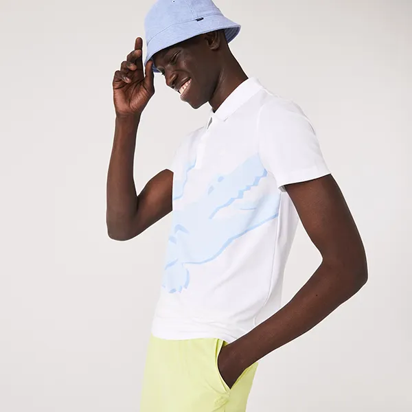 Áo Polo Nam Lacoste Men's Regular Fit Stretch Organic Cotton PH2049 00 001 Màu Trắng Họa Tiết Size 4