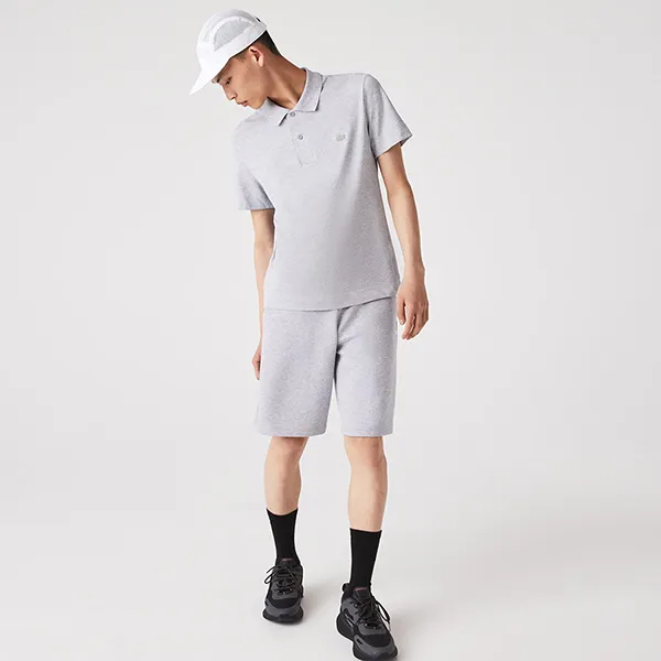Áo Polo Nam Lacoste Men's Slim Fit Organic Stretch Cotton Piqué PH1909 00 CCA Shirt Màu Xám Size 3
