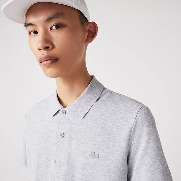 Áo Polo Nam Lacoste Men's Slim Fit Organic Stretch Cotton Piqué PH1909 00 CCA Shirt Màu Xám Size 3