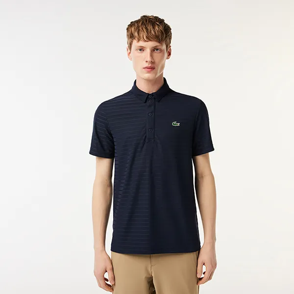 Áo Polo Nam Lacoste Men's Sport Textured Breathable Golf DH6844 166 Màu Xanh Navy Size 3