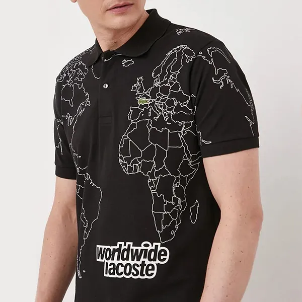 Áo Polo Nam Lacoste Original Printed Organic Cotton Shirt PH8046 51 031 Màu Đen Size 2 - Thời trang - Vua Hàng Hiệu