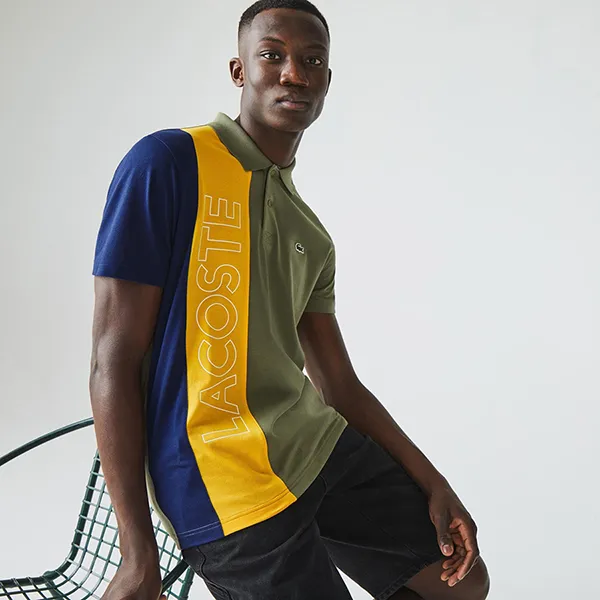 Áo Polo Nam Lacoste Regular Fit Colourblock Ultra-Lightweight Knit Polo Shirt YH9852 XHR Màu Xanh Rêu Size 5