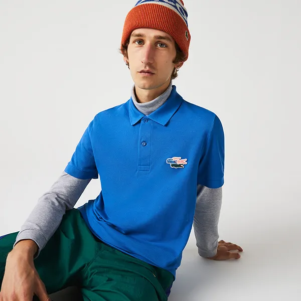 Áo Polo Nam Lacoste Regular Fit Crocodiles Organic Cotton Polo PH7965 QPT Màu Xanh Coban Size 5