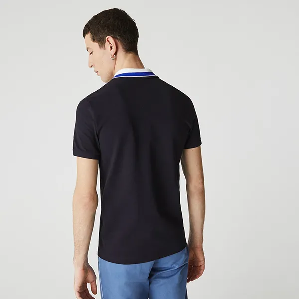 Áo Polo Nam Lacoste Slim Fit Striped Collar Cotton Piqué Polo Shirt PH0047 K8Z Màu Xanh Navy Size 3