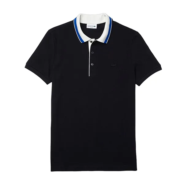 Áo Polo Nam Lacoste Slim Fit Striped Collar Cotton Piqué Polo Shirt PH0047 K8Z Màu Xanh Navy Size 3