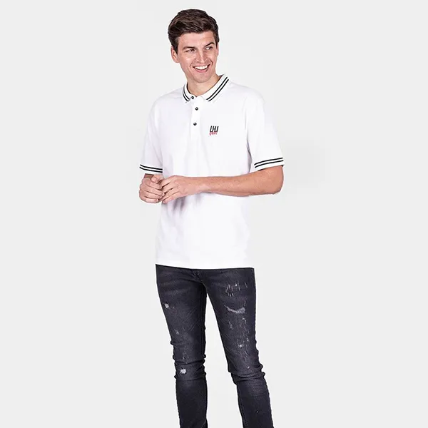 Áo Polo Nam Les Hommes LHU Gang Polo Shirt UIT501 Màu Trắng Size S