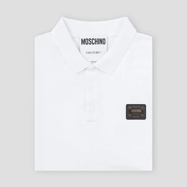 Áo Polo Nam Moschino White With Polo Plaque 211Z PT120420420001 Màu Trắng Size 46