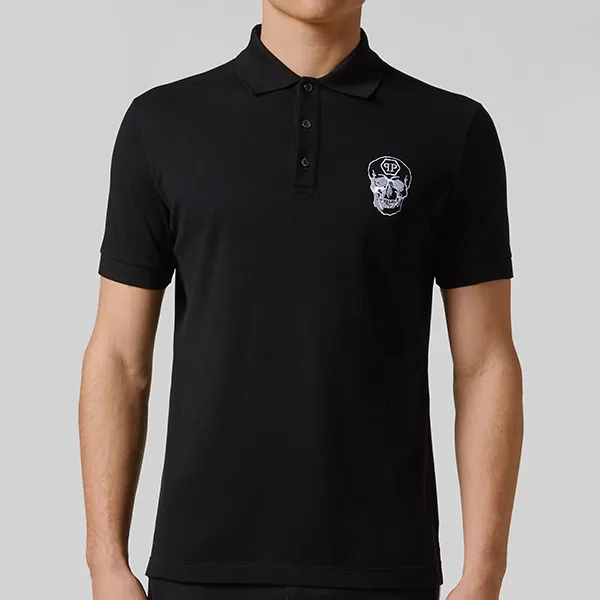 Áo Polo Nam Philipp Plein Slim Fit Shirt SS Skull P19C-MTK3199-PJY002N_0201 Màu Đen Size S - Thời trang - Vua Hàng Hiệu