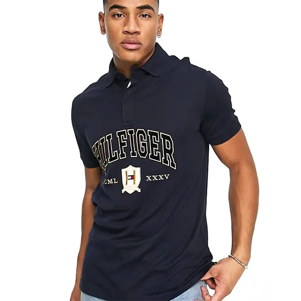 Áo Polo Nam Tommy Hilfiger Regular Fit Crest Polo Shirt 78J8885410 GD04 Màu Xanh Navy Size XS