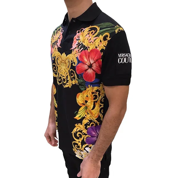 Áo Polo Nam Versace Jeans Couture B3GVA7X8 30324 Black Màu Đen Họa Tiết Size M