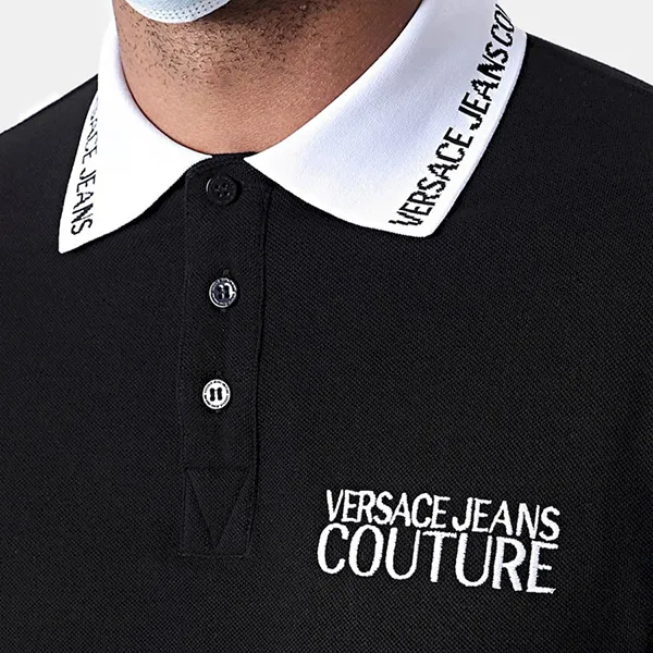 Áo Polo Nam Versace Jeans Couture Logo Embroidery Short Sleeve Shirt B3GZA72T-36571 Black Màu Đen Size S