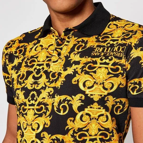 Áo Polo Nam Versace Jeans Couture Polo Shirt B3GWA751 Màu Đen Vàng Size S