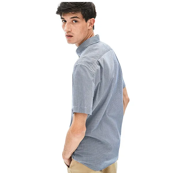Áo Sơ Mi Cộc Tay Nam Lacoste Regular Fit Gingham Cotton Shirt CH0004 00 0Y1 Màu Xanh Kẻ 38