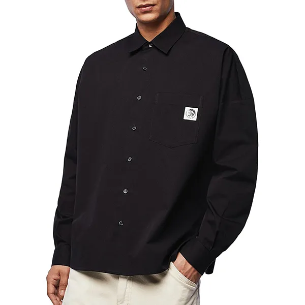 Áo Sơ Mi Dài Tay Nam Diesel S-Loomy Loose-Fit Shirt 00S6ZN.CAMICIA Màu Đen Size M - Thời trang - Vua Hàng Hiệu