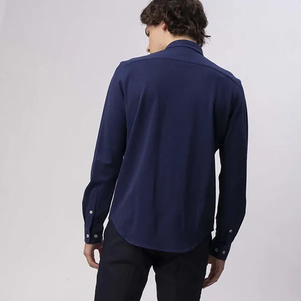 Áo Sơ Mi Dài Tay Nam Lacoste Men's Cotton And Linen Pique Long Sleeve Button Down Shirt CH6650L 78X Màu Xanh Navy Size 38