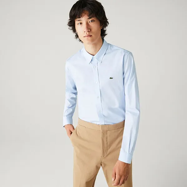 Áo Sơ Mi Dài Tay Nam Lacoste Regular Fit Light Blue Shirt CH2933 T01 Màu Xanh Da Trời Size 40