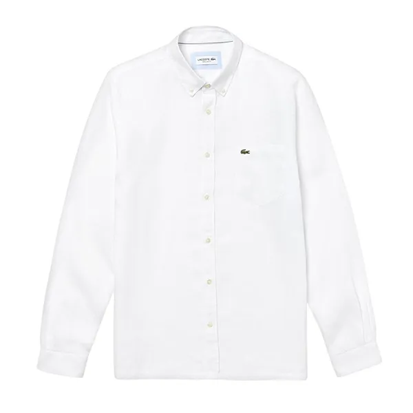 Áo Sơ Mi Dài Tay Nam Lacoste Men's Regular Fit Linen Shirt CH4990 001 Màu Trắng Size 41 - 1
