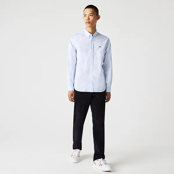 Áo Sơ Mi Dài Tay Nam Lacoste Men's Slim Fit Premium Cotton Shirt CH1843 T01 Màu Xanh Da Trời Size 41
