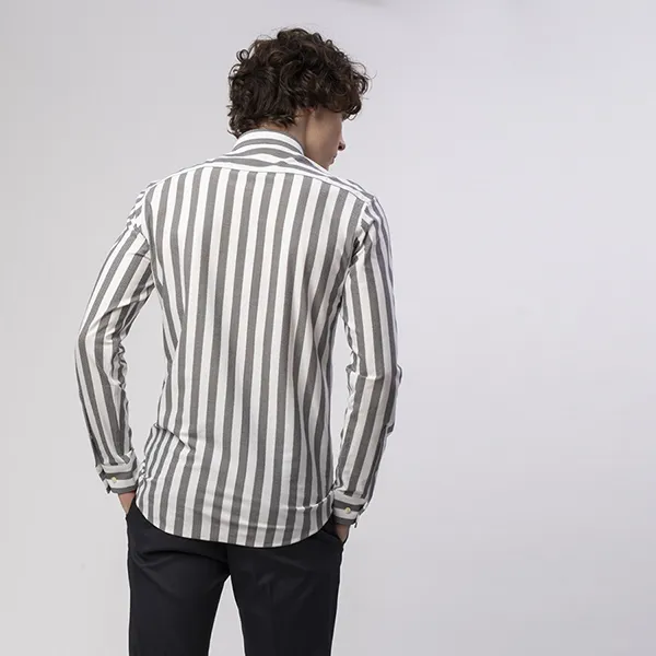Áo Sơ Mi Dài Tay Nam Lacoste Men's Slim Fit Striped Business Shirt CH705EL 031 Màu Đen Kẻ Trắng Size 2