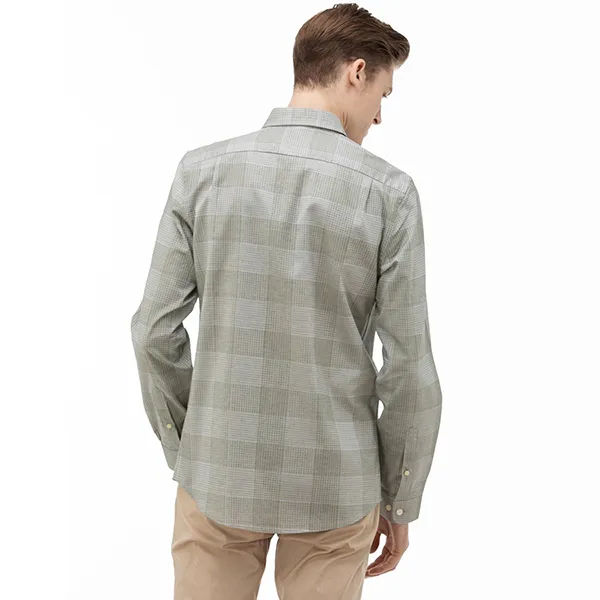 Áo Sơ Mi Dài Tay Nam Lacoste Shirt Men's Slim Fit With A Collar Fastened With Buttons CH0012 12Y Màu Xanh Kẻ Size 39