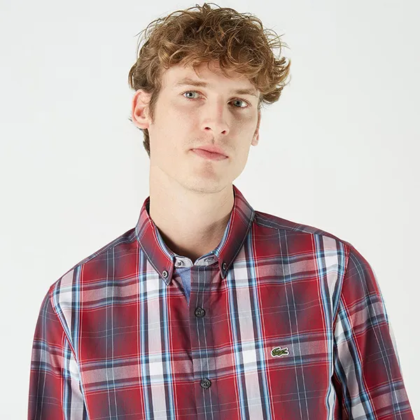 Áo Sơ Mi Dài Tay Nam Lacoste Shirt Men's Slim Fit With Buttons CH0204 04R Màu Kẻ Đỏ Size 39 - Thời trang - Vua Hàng Hiệu