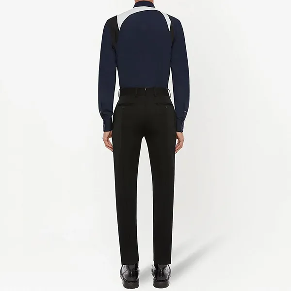 Áo Sơ Mi Nam Alexander McQueen Tape Logo Harness Shirt 646759 Màu Xanh Navy Size XS