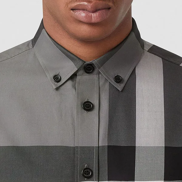 Áo Sơ Mi Nam Burberry Cotton Poplin Check Shirt 8065202 Màu Xám Size XS - Thời trang - Vua Hàng Hiệu