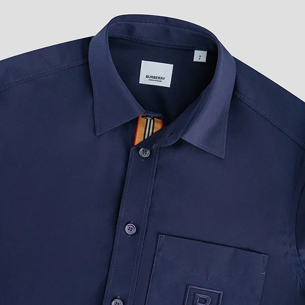 Áo Sơ Mi Nam Burberry Letter Pattern Functional 8061858 Màu Xanh Navy Size XS - Thời trang - Vua Hàng Hiệu
