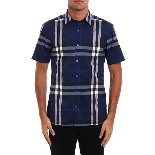 Áo Sơ Mi Nam Burberry Nelson Check Pattern Shirt 4003936 Màu Xanh Navy Size XS