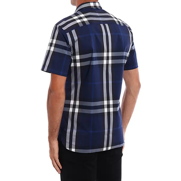 Áo Sơ Mi Nam Burberry Nelson Check Pattern Shirt 4003936 Màu Xanh Navy Size XS
