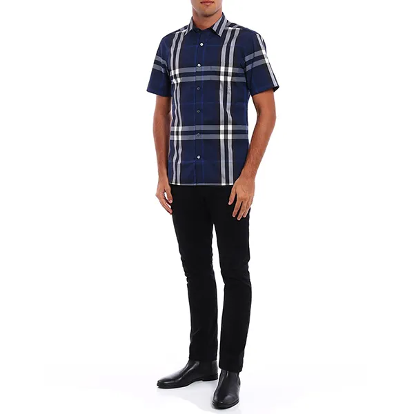 Áo Sơ Mi Nam Burberry Nelson Check Pattern Shirt 4003936 Màu Xanh Navy Size XS