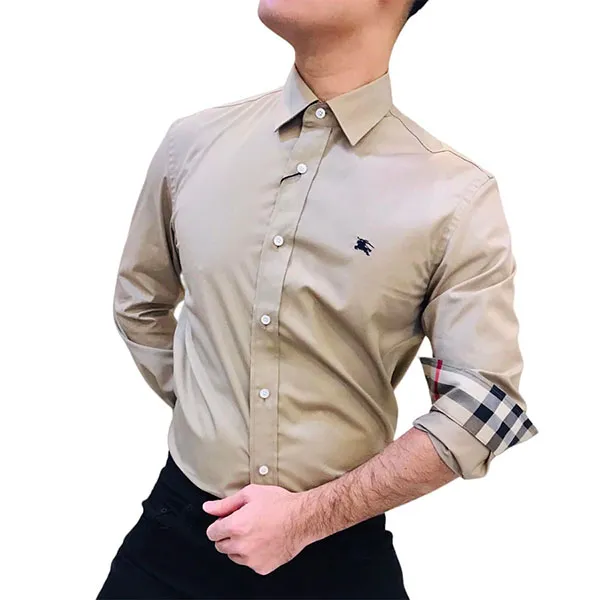 Áo Sơ Mi Nam Burberry Stretch Cotton 8036288 Màu Be Size XS - Thời trang - Vua Hàng Hiệu