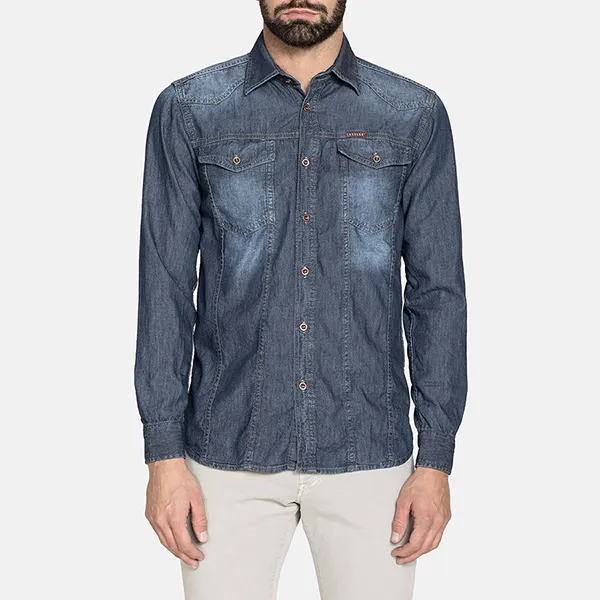 Áo Sơ Mi Nam Carrera Jeans Long Sleeve Light Denim Shirt 2101005X_710 Màu Xanh Đậm Size M - Thời trang - Vua Hàng Hiệu